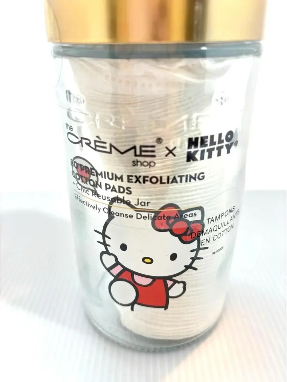 The Crème Shop x Hello Kitty Exfoliating Cotton Pads in Reusable Glass Jar